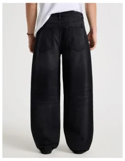 Grab Barrel Leg Jeans in Black