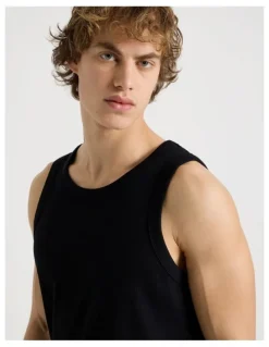 Grab Jersey Rib Singlet in Black