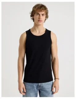 Grab Jersey Rib Singlet in Black