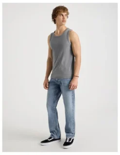 Grab Jersey Rib Singlet in Charcoal