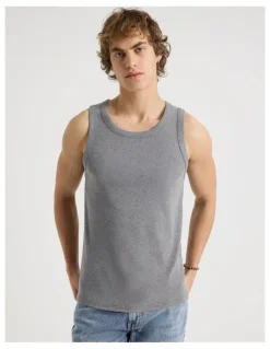 Grab Jersey Rib Singlet in Charcoal