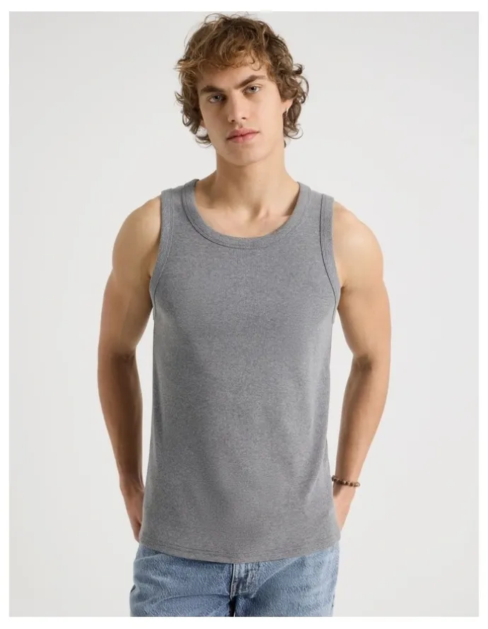 Grab Jersey Rib Singlet in Charcoal