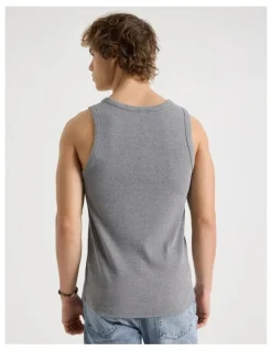 Grab Jersey Rib Singlet in Charcoal