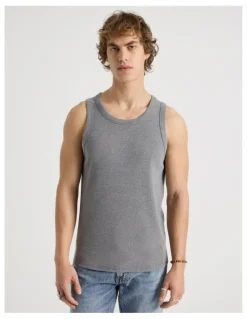 Grab Jersey Rib Singlet in Charcoal