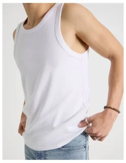 Grab Jersey Rib Singlet in White