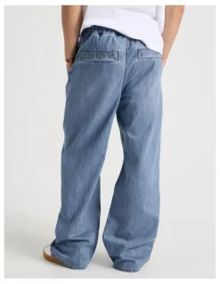 Grab Lyocell Blend Elastic Waist Jeans in Mid Blues