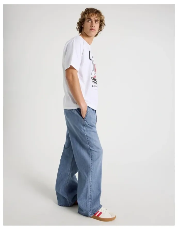 Grab Lyocell Blend Elastic Waist Jeans in Mid Blues