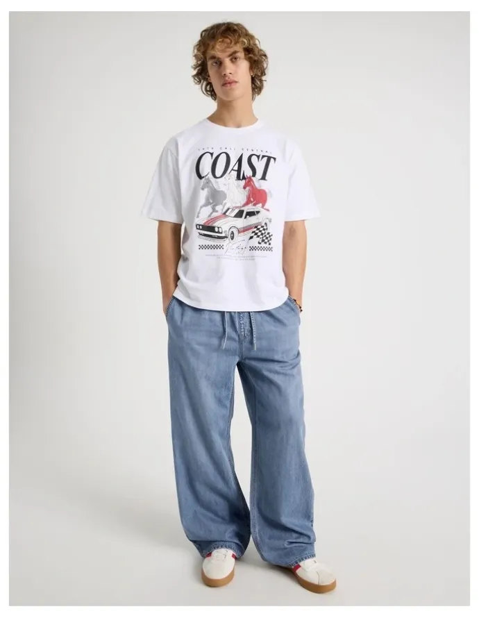 Grab Lyocell Blend Elastic Waist Jeans in Mid Blues