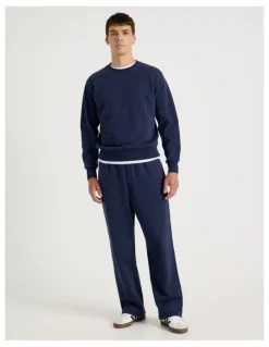 Grab Wide Leg Trackpant in Navy
