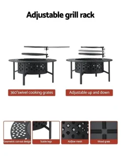 Grillz BBQ Fire Pit in Black