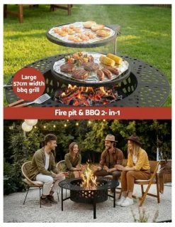 Grillz BBQ Fire Pit in Black