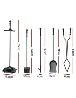 Grillz Fireplace Tool Set in Black