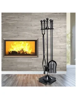 Grillz Fireplace Tool Set in Black