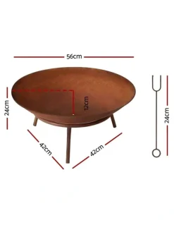 Grillz Grillz 56cm Fire Pit Iron Rustic Bowl Outdoor