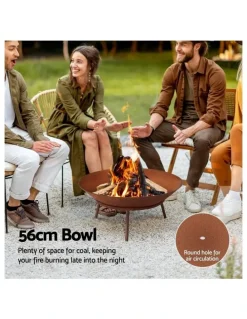 Grillz Grillz 56cm Fire Pit Iron Rustic Bowl Outdoor