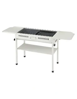 Grillz Portable BBQ Grill With Stainless Steel Racks & Pans in Beige