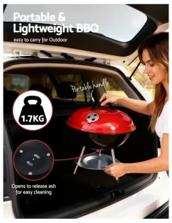Grillz Portable Charcoal BBQ Grill With Lid in Multi