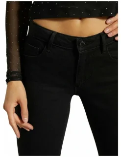 Guess Annette Skinny Mid Rise Jeans in Carrie Black