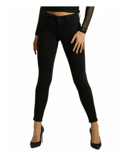 Guess Annette Skinny Mid Rise Jeans in Carrie Black