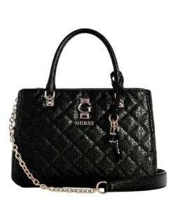 Guess Bessey Luxury Satchel Bag in Black