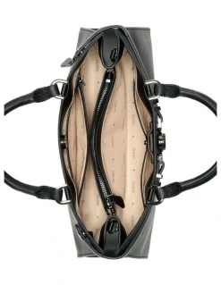 Guess Cirene Triple Comp Satchel Bag in Black