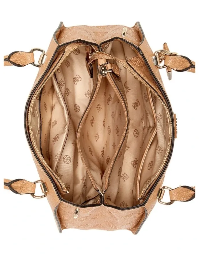 Guess Cresidia Luxury Satchel Bag in Beige