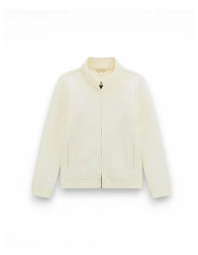 Guess Full Zip Jacket in White Jacquard