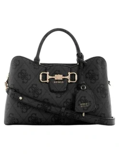 Guess Janie Girlfriend Satchel Bag in Coal Logo