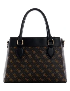 Guess Kasinta III Compartment Satchel Bag in Brown Multi