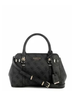 Guess Leona Logo Small Multi Compartment Satchel Bag in Coal