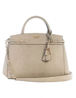 Guess Melinda Triple Compartment Satchel Bag in Light Taupe