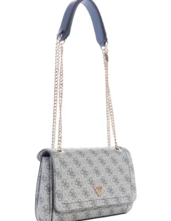 Guess Noelle Convertible Crossbody Flap Bag in Slate Logo