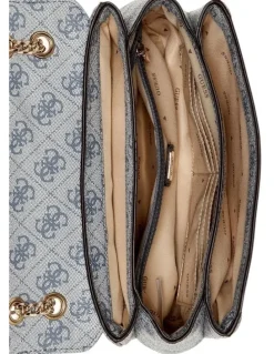 Guess Noelle Convertible Crossbody Flap Bag in Slate Logo