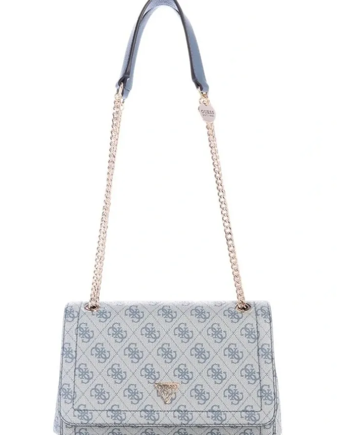 Guess Noelle Convertible Crossbody Flap Bag in Slate Logo