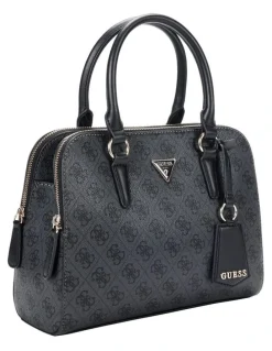 Guess Sarai Status Satchel Bag in Coal Logo
