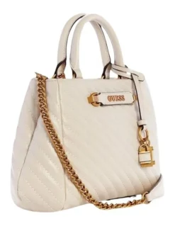 Guess Sela Small Satchel Bag in Bone