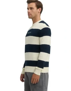 Guess Striped Knit Jumper in Navy