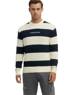 Guess Striped Knit Jumper in Navy