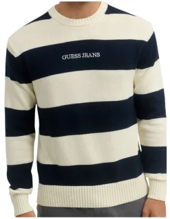 Guess Striped Knit Jumper in Navy