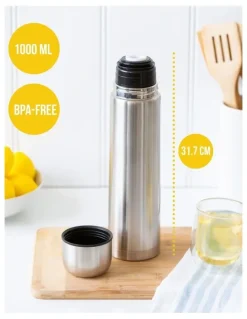 HACIENDA Stainless Steel Vacuum Flask Insulated Drink Container 1L in Silver