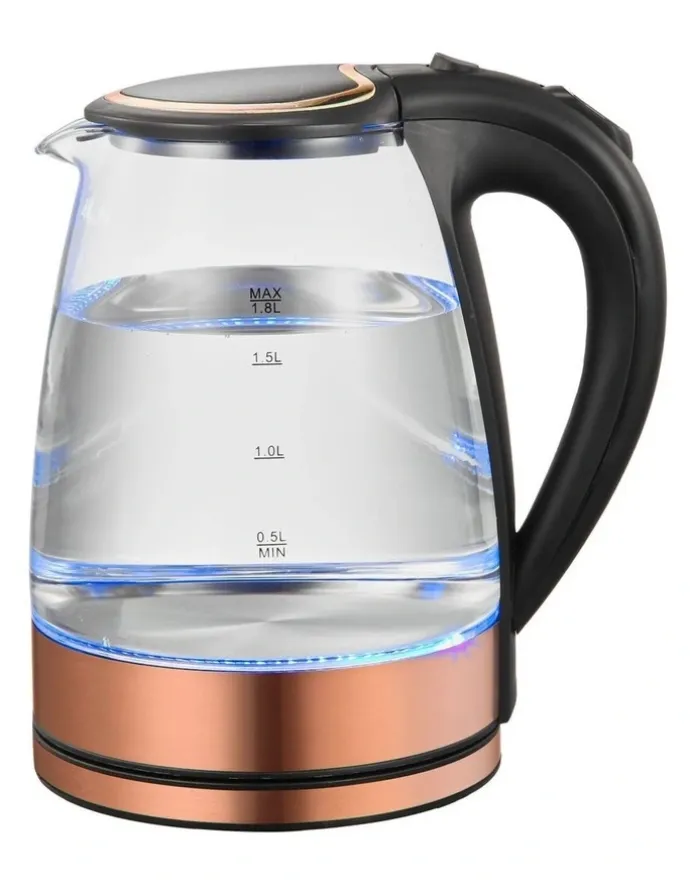 Healthy Choice Glass Kettle with 360 Degrees Rotational Base 1.8 L in Black