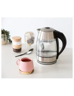 HEALTHY CHOICE Glass Kettle With 360 Degrees Rotational Base 1.7L in Silver