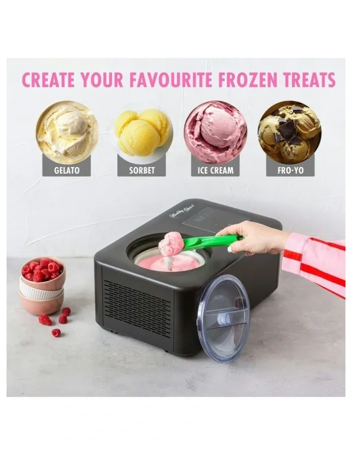 HEALTHY CHOICE Ice Cream Maker with a Built-In Compressor 1.5 L in Black