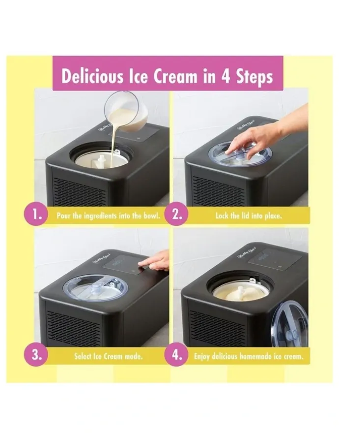 HEALTHY CHOICE Ice Cream Maker with a Built-In Compressor 1.5 L in Black