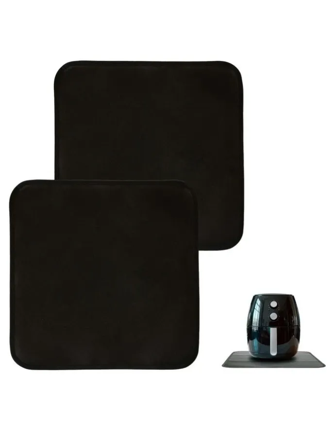 HEALTHY CHOICE Non-Slip Heat-Resistant Air Fryer Benchtop Protector Mats Pack Of 2 40cm x 40cm in Black