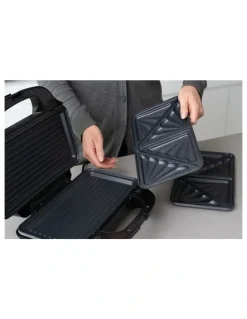Healthy Choice Sandwich Press with 3 Interchangeable Plates in Silver