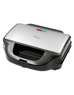 Healthy Choice Sandwich Press with 3 Interchangeable Plates in Silver