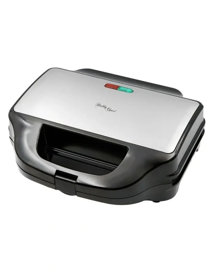 Healthy Choice Sandwich Press with 3 Interchangeable Plates in Silver