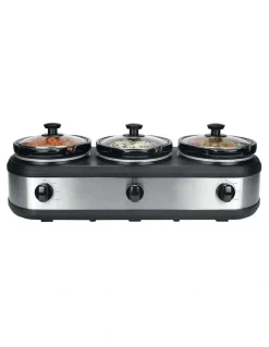 Healthy Choice 405W 3-Pot Slow Cooker 2.5L Capacity with 3 Warming Settings in Silver