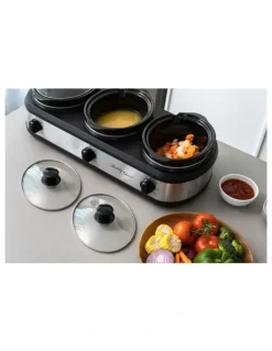Healthy Choice 405W 3-Pot Slow Cooker 2.5L Capacity with 3 Warming Settings in Silver